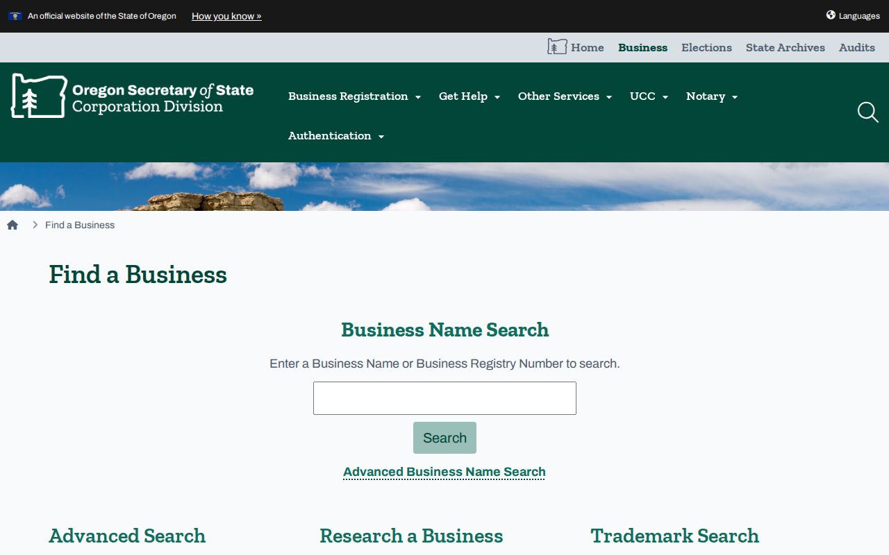 Salem resident lookup source showing Oregon Secretary of State business registry search